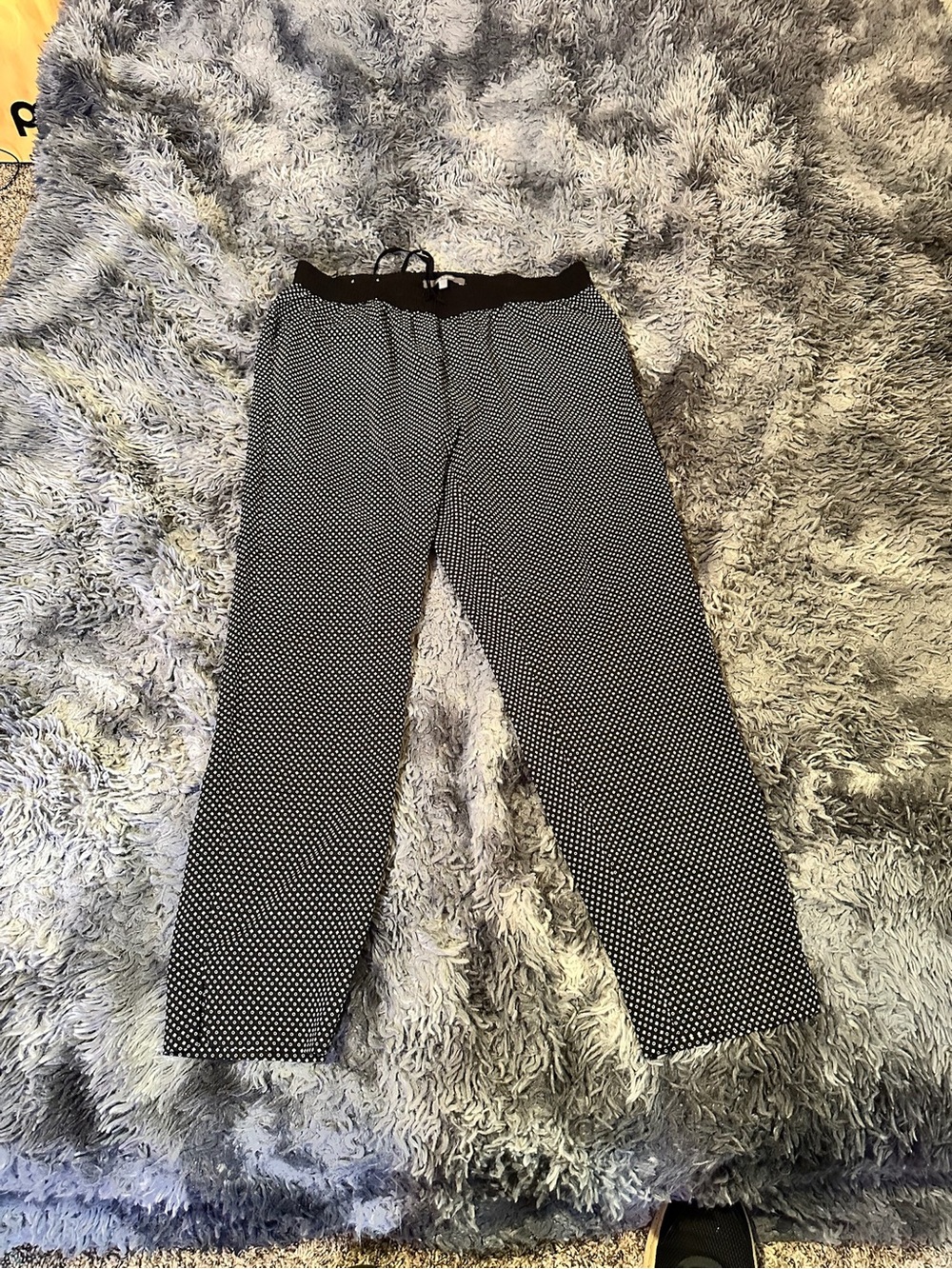 Daisy Fuentes Black & White Microdot Drawstring Pants